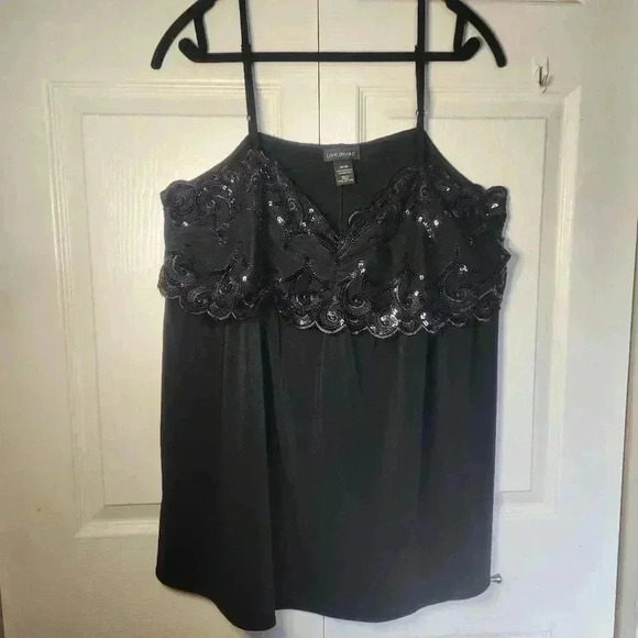 Lane Bryant Plus  Size Black Sequin Lace Trim Camisole Tank Top Size 18/20 - Picture 1 of 12